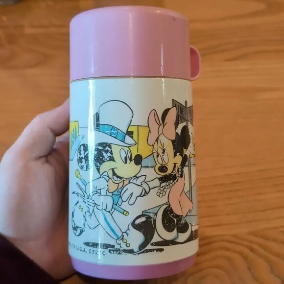 Vintage Mickey and Minnie Mouse Pink Children's Travel Mug, Aladdin Industries - Picture 10 of 16